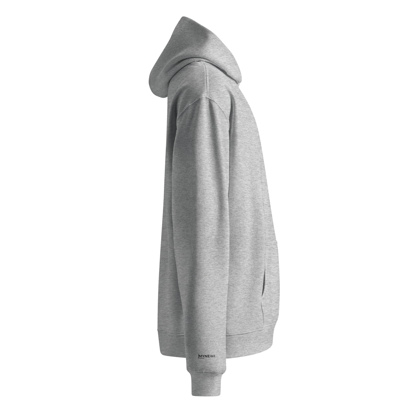 Detail Ärmel: MYNEWI Stickerei am rechten Handgelenk auf Athletic Heather Oversized Hoodie