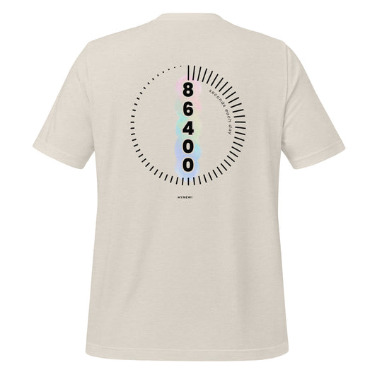 86400 T-Shirt mit Backprint in Heather Dust aus der Empowerment Kollektion von MYNEWI